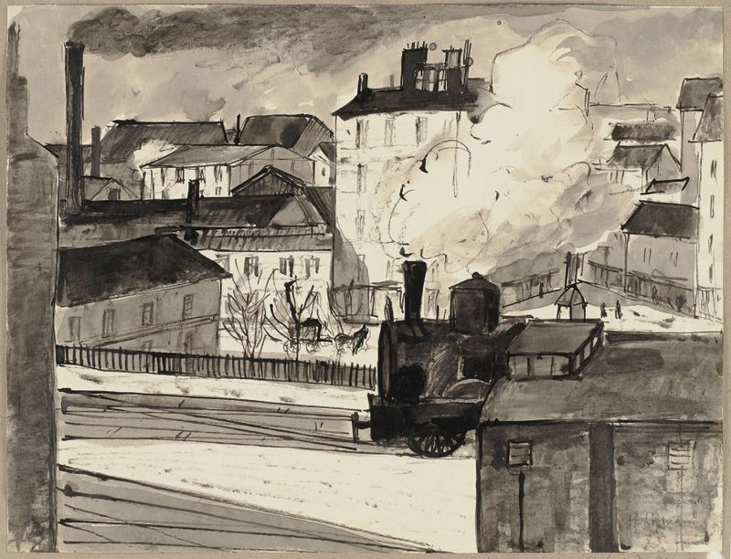 Vue sur la Gare Montparnasse, óleo sobre lienzo de Hermann Lismann