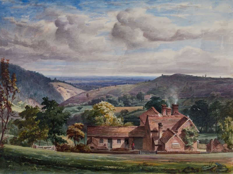 Landscape of Church Hill Cottage by Elijah Walton, Victorian medium