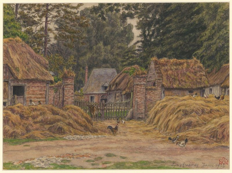 Long Fresnay litografia de Henri Rivière representando uma paisagem tranquila com curvas suaves e tons suaves.