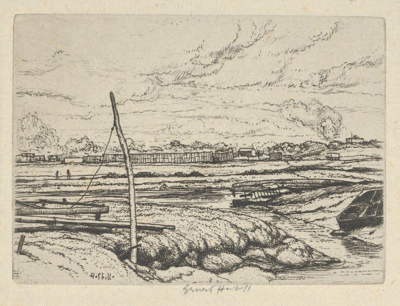 Long Island Marshes by Ernest Haskell, watercolor on paper depicting a tranquil marsh landscape.