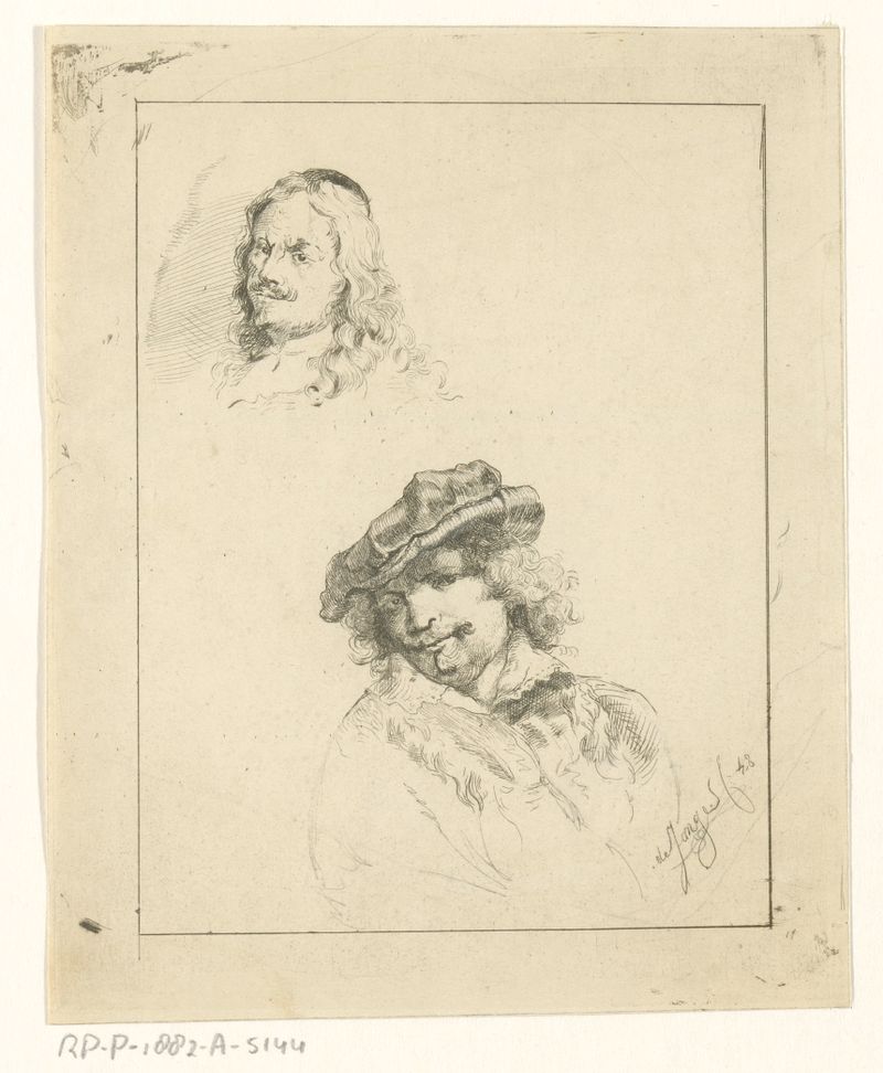 Grabado de Jan Karel Jacob de Jonge con la intensa mirada de Rembrandt.