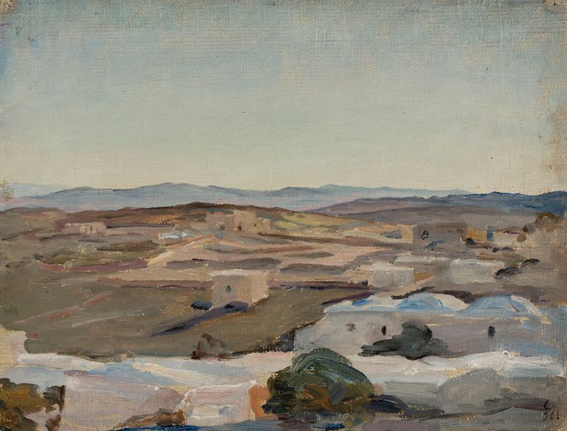 Paisaje que muestra olivos y ruinas de Jan Ciągliński, 1901