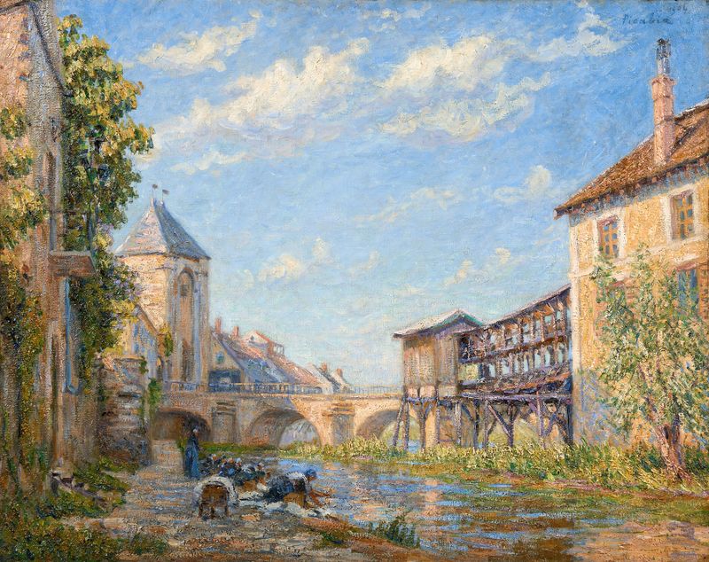 Les laveuses à Moret, oil painting by Francis Picabia depicting women working by the river.