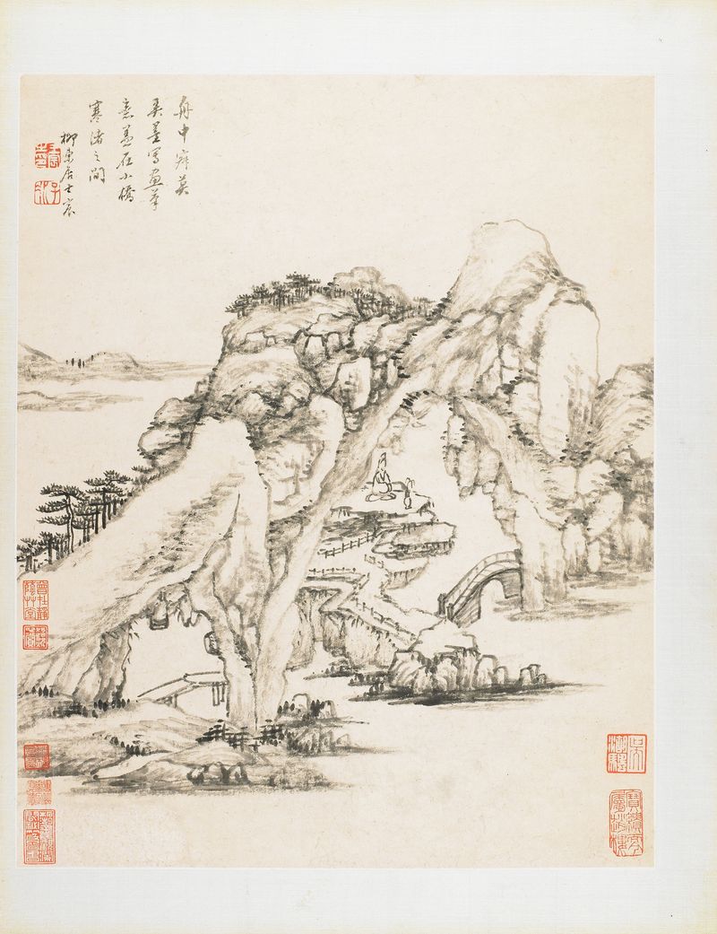 Chinese Traditional landscape by Wang Chen, featuring mountains and light.