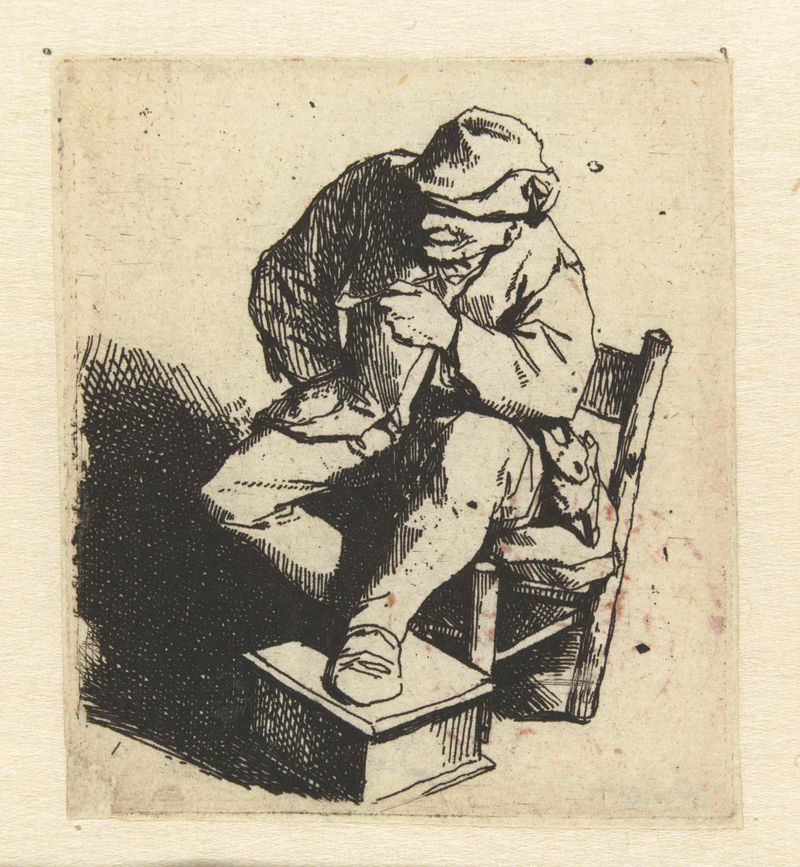 Retrato de um agricultor com um cachimbo, gravura de Cornelis Pietersz. Bega