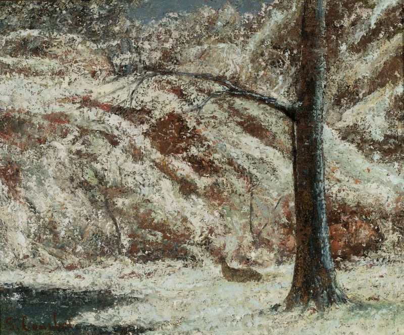 Fawn na neve, óleo sobre tela de Gustave Courbet