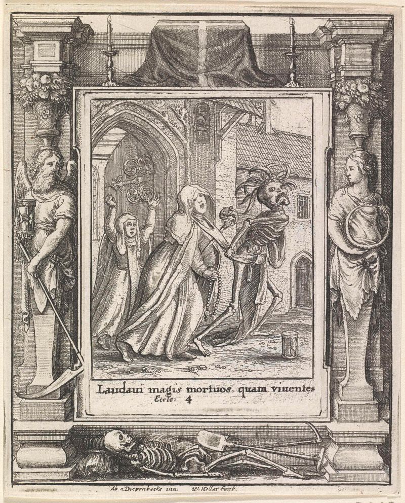 Grabado de Wenceslaus Hollar que representa a un abad en sombras y luz, 1651