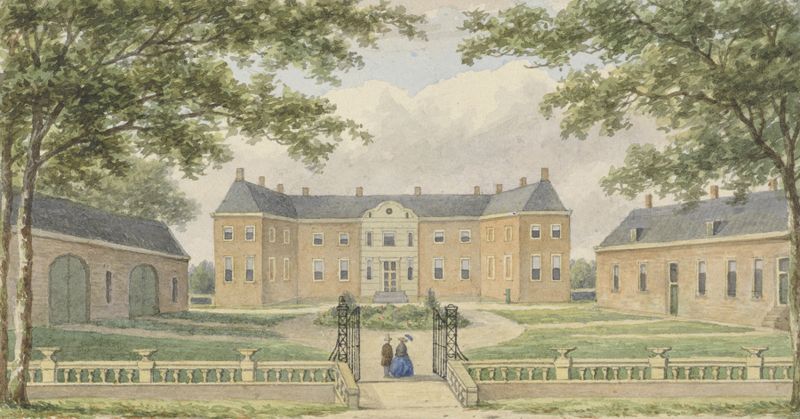 Architecture of Het Huis Ampsen, bij Lochem by Christianus Hendricus Hein, oil painting