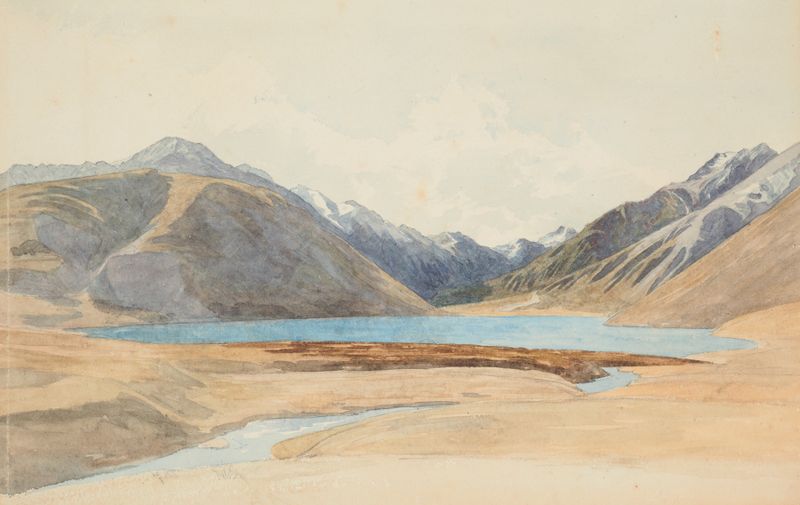 Lake Tennyson, oil on canvas by James Crowe Richmond, depicting serene waters and a cloud-dappled sky.