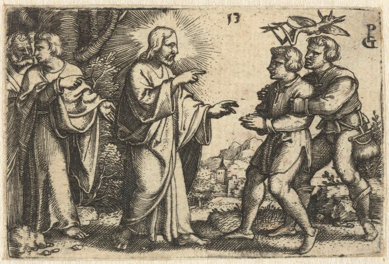 Grabado de Georg Pencz que muestra a Cristo sanando a un hombre atormentado.
