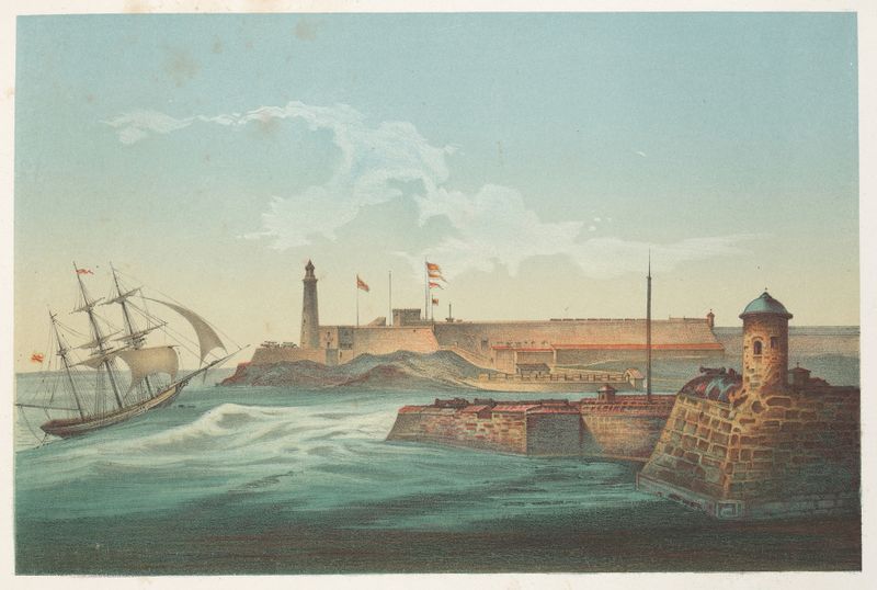 Maritime landscape of Morro y entrada puerto de la Habana by Pierre Toussaint Frédéric Mialhe