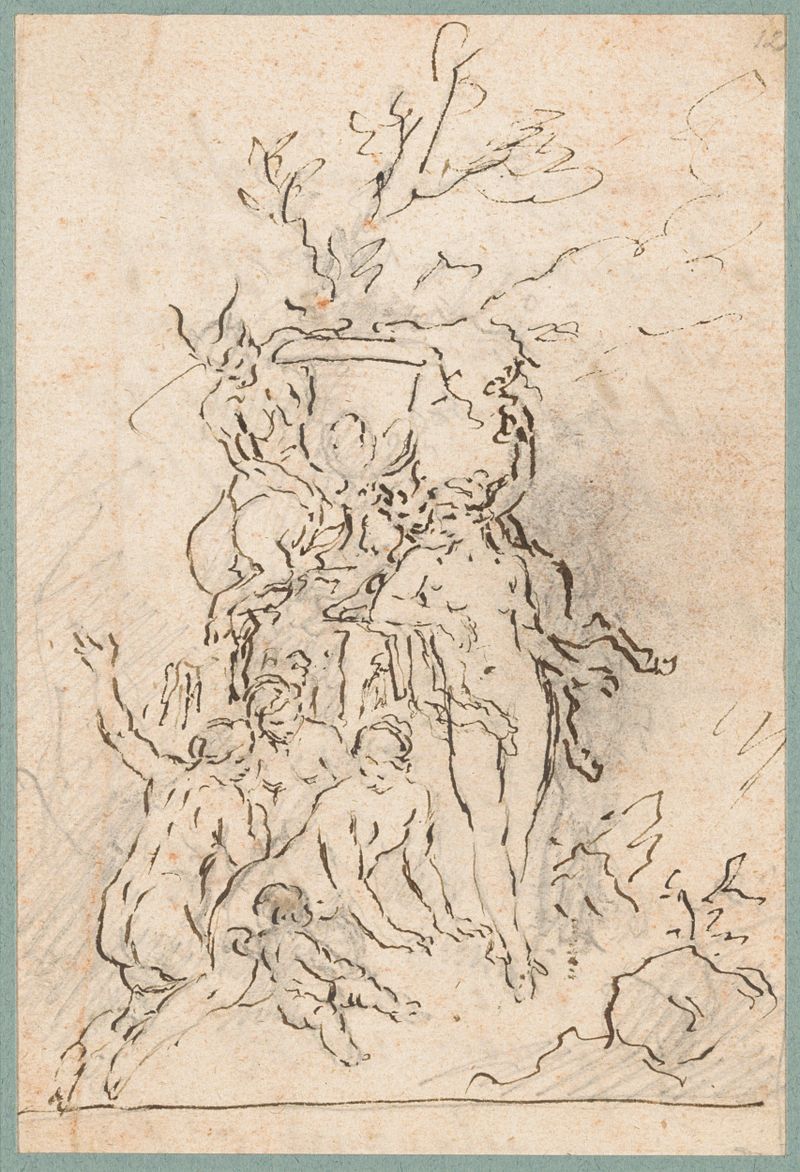 Nimfen en saters opgesteld rondom een siervaas, óleo sobre lienzo de Franz Anton Maulbertsch