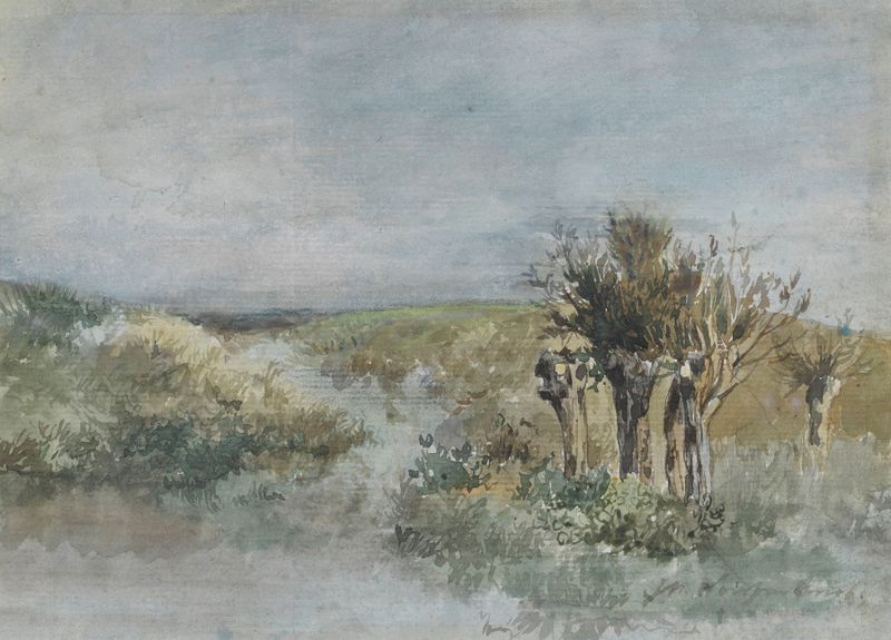 Landscape with gnarled willows by Johan Hendrik Weissenbruch, oil painting