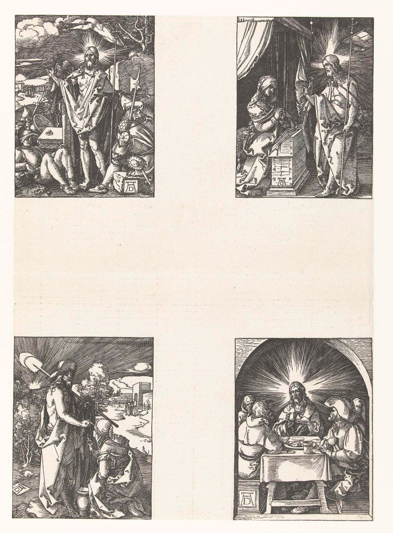Cena de ressurreição com Cristo e seguidores, papel de Albrecht Dürer