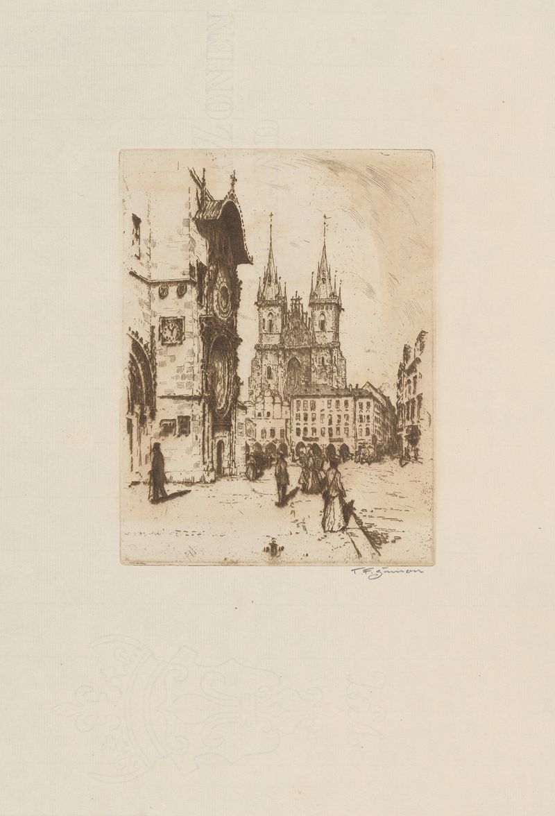 The Old Town City Hall with the Týn Cathedral, oil painting by Tavík František Šimon