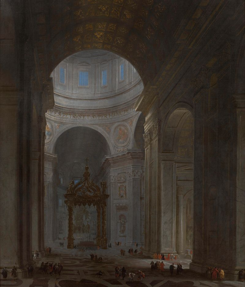 Interior da Igreja de São Pedro em Roma, óleo sobre tela de Willem Schubart van Ehrenberg