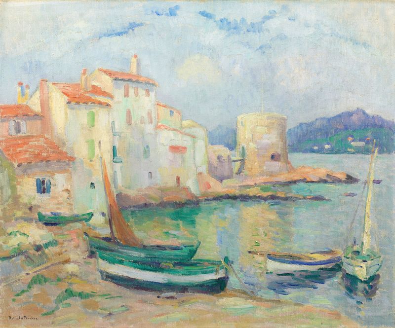 Vieux port de Saint-Tropez by Robert Antoine Pinchon, impressionism, depicting boats and water.