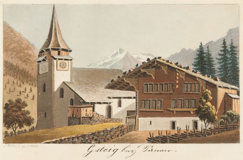 Pintura al óleo de paisaje de Jakob Samuel Weibel que muestra colinas y figuras.