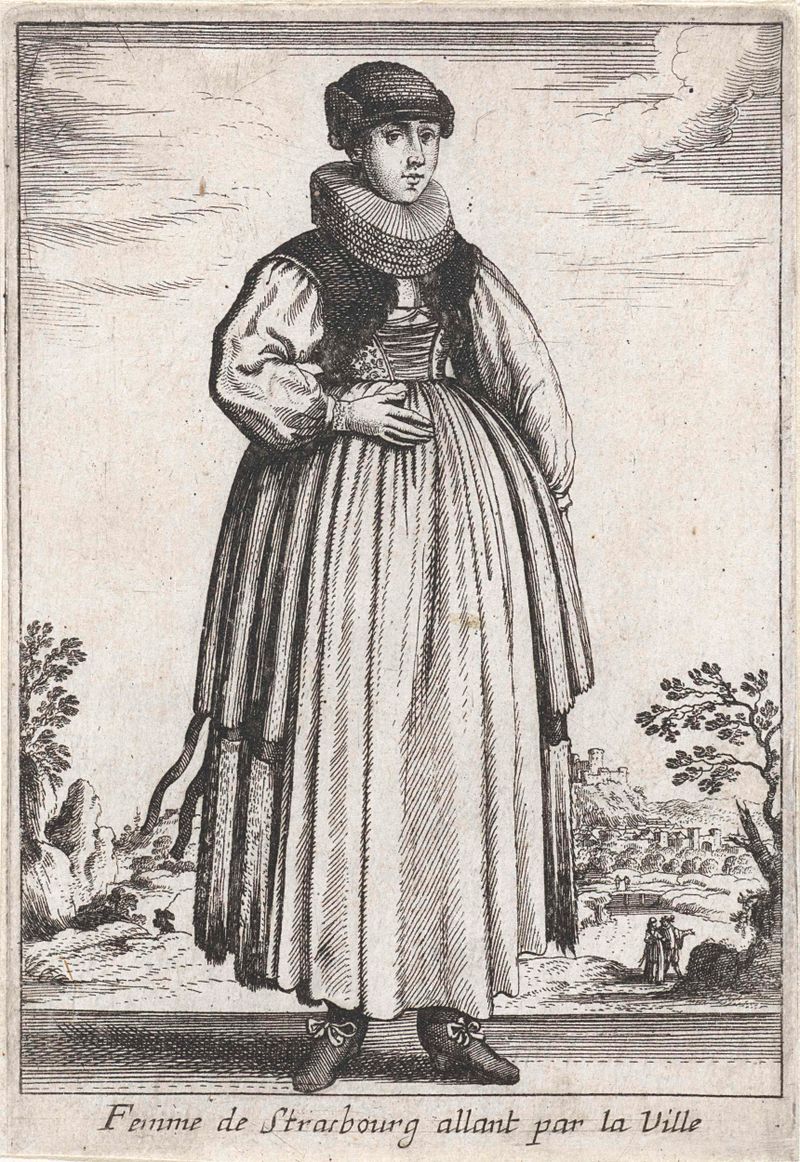 Retrato de uma mulher em vestido vermelho, gravura de Unknown Artist