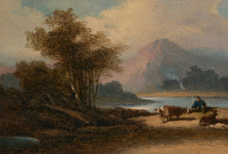 Un paisaje en Macao con un pastor de George Chinnery, pintura al óleo