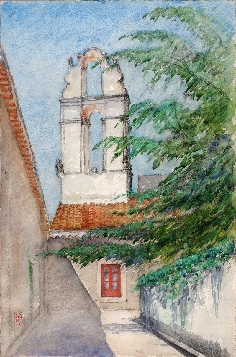 Torre do sino do Hotel San Dominico em Taormina, Sicília por Cass Gilbert, 1933, modernismo