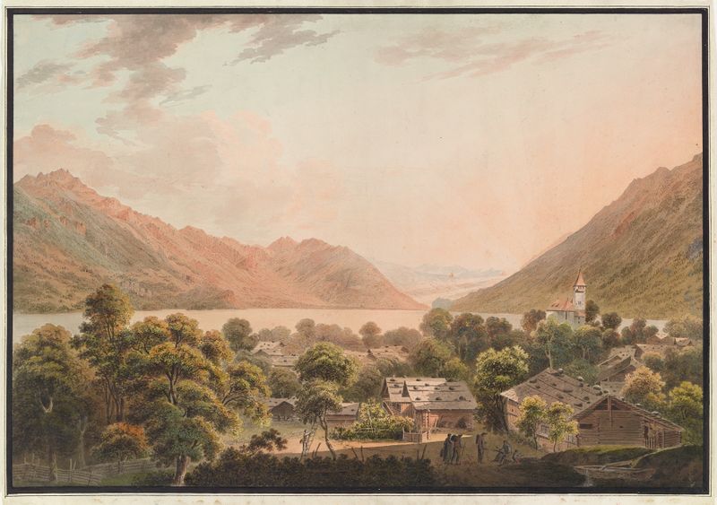 Paisagem de Brienz et le lac de Brienz vers Interlaken de Jakob Samuel Weibel