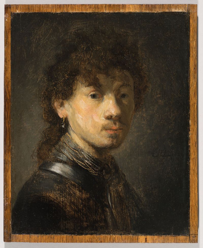 Busto de un joven en roble por Rembrandt Harmensz. van Rijn
