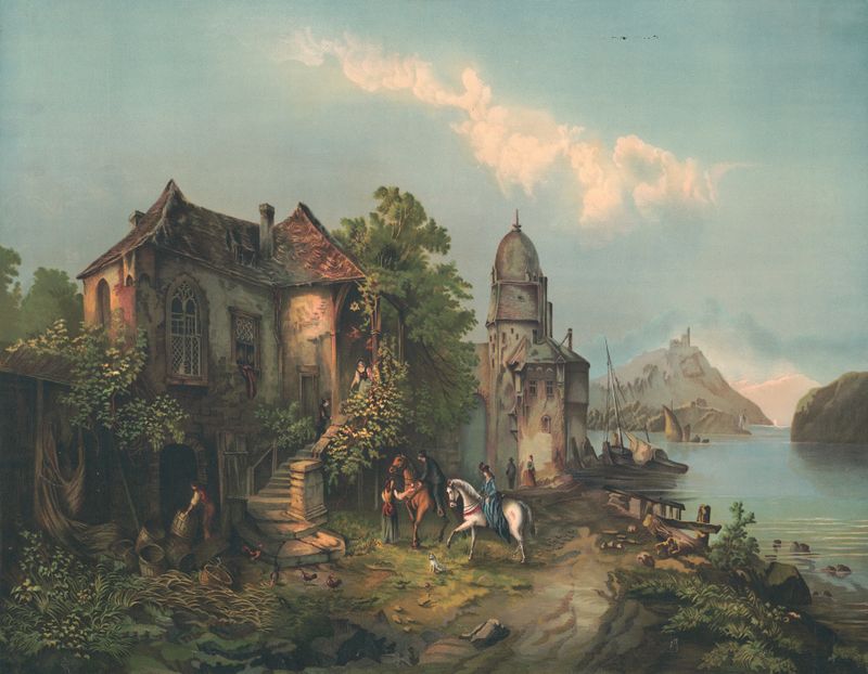 Paisagem de Passau no Danúbio, Romantismo, por Artista Desconhecido