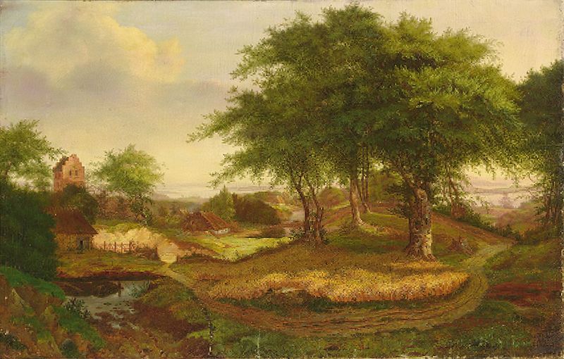 Paisaje de Carl Georg Scheuermann, que muestra luz del sol sobre el agua, Romanticismo