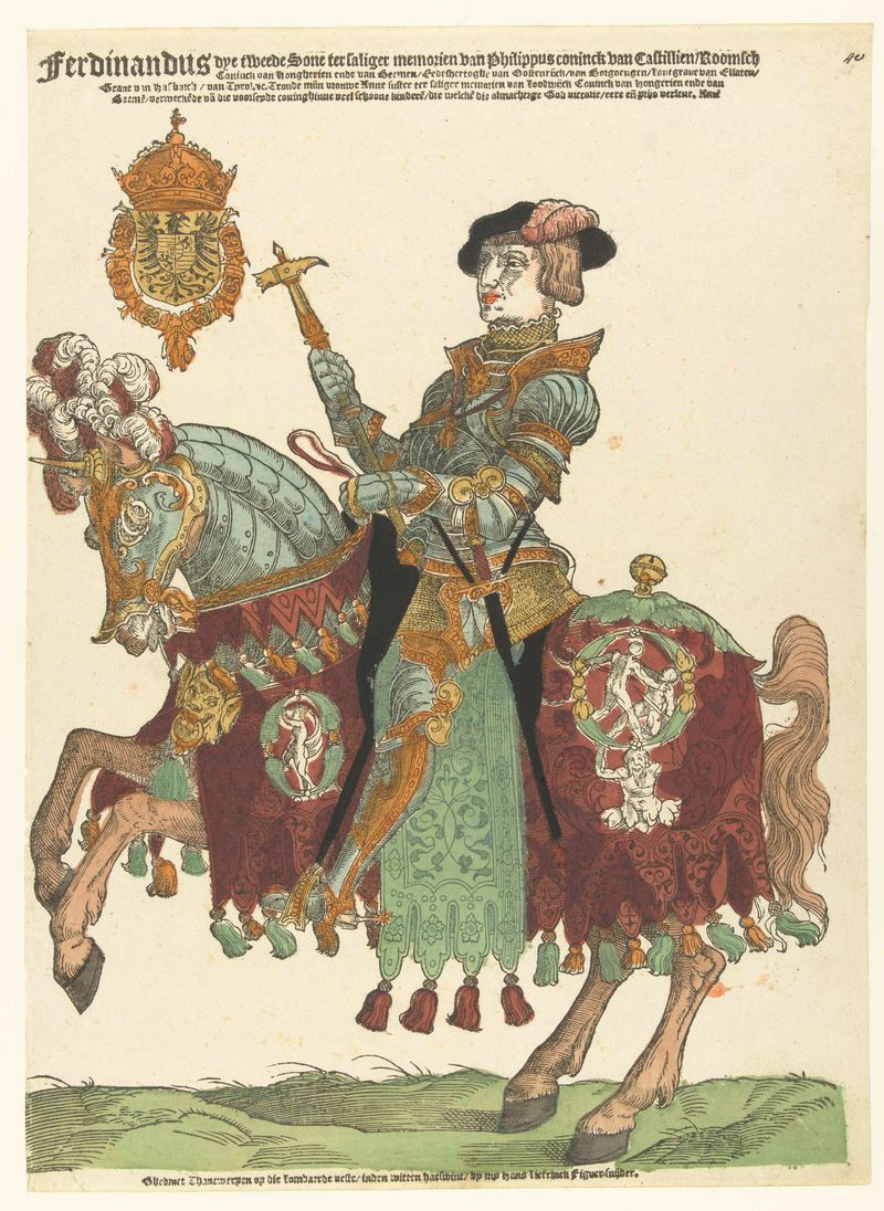 Portrait of Ferdinand I on horseback, oil on canvas by Hans Liefrinck