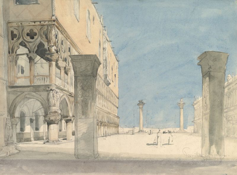 View of the Piazzetta di San Marco in Venice, oil on canvas by Wilhelm Gail
