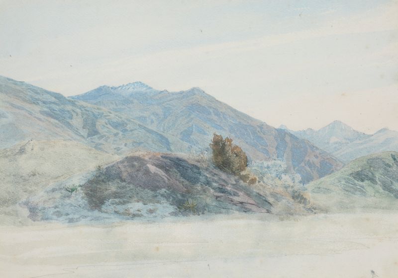 Paisagem de montanhas e rochas em óleo de James Crowe Richmond