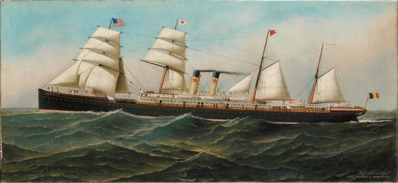 Realism oil painting of the ship 'Westernland' by Antonio Jacobsen