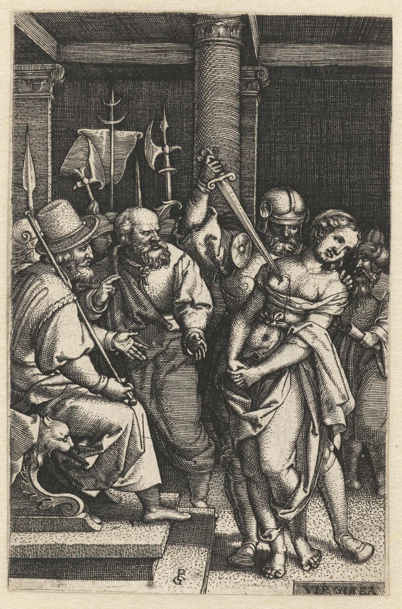 Gravura de Georg Pencz retratando Virginius e sua filha Virginia em desespero