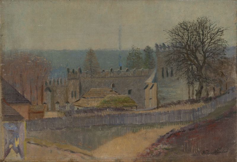 Landscape featuring trees and a river by Ferdinand Katona, Impressionism
