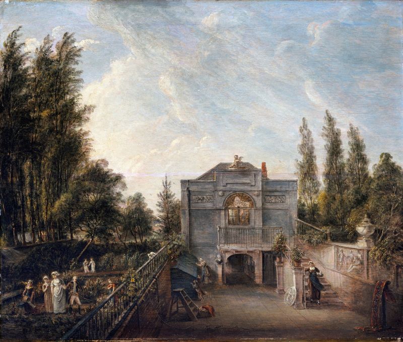 Interior de um estúdio com luz e sombras, aquarela sobre papel de Paul Sandby