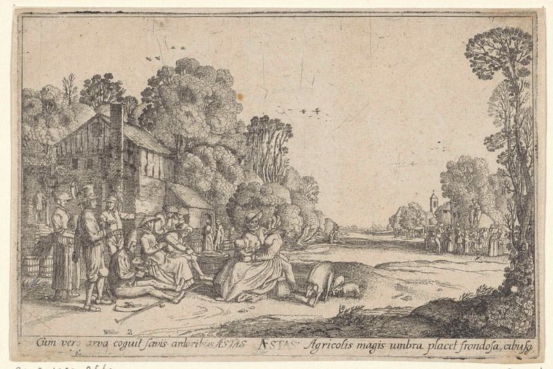 Grabado de Wenceslaus Hollar que representa follaje y agua en un paisaje de verano