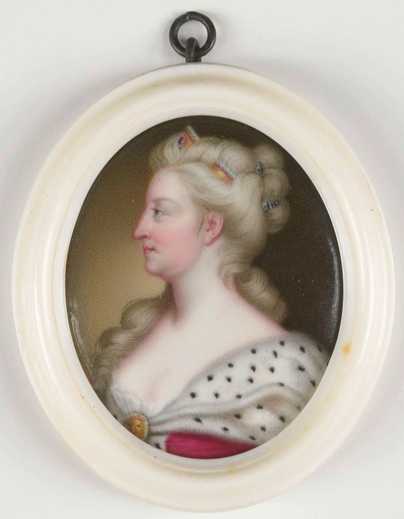 Portrait of Caroline van Brandenburg-Anspach by Christian Friedrich Zincke, metal medium