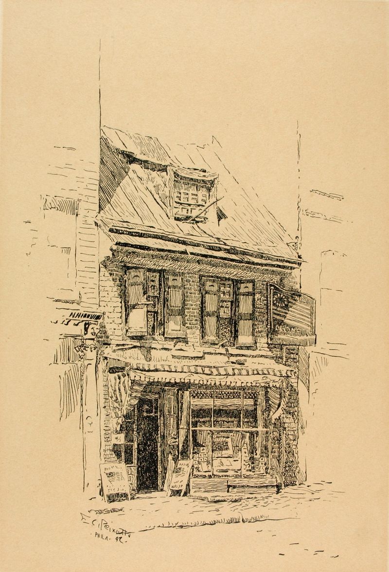 Colonial American architecture of the house where the first American flag was made, by Ernest Peixotto