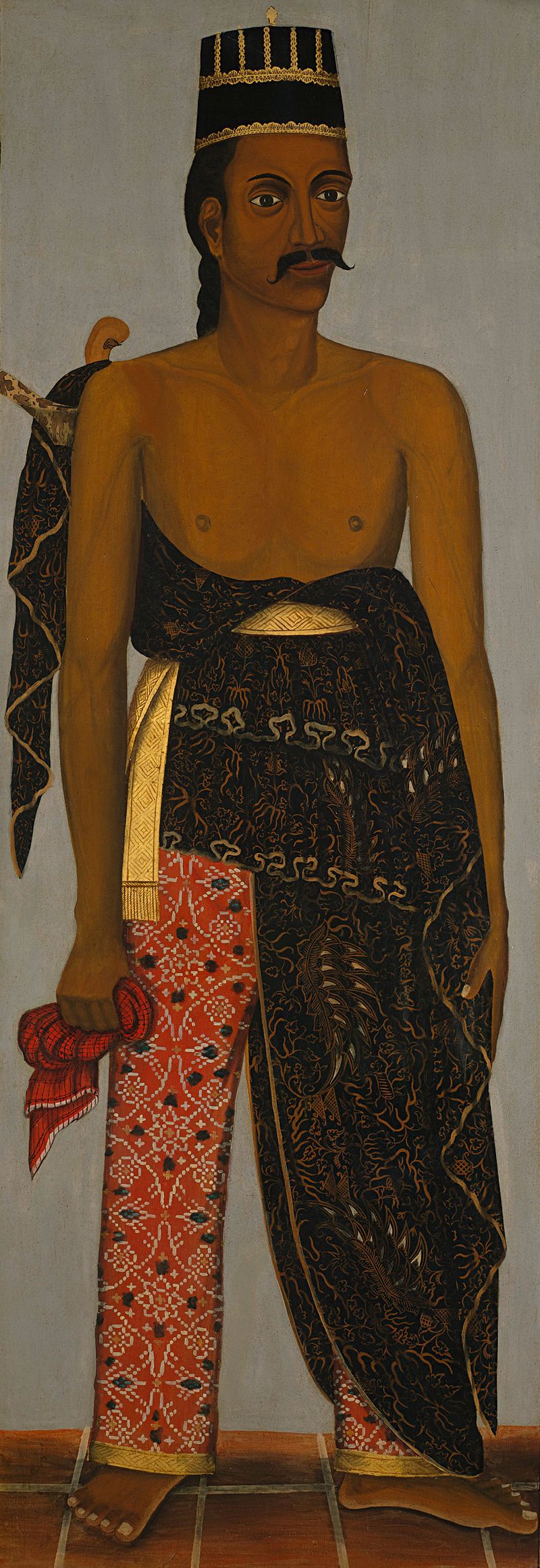 Retrato dos Funcionários da Corte Javanesa, pintura de um Artista Desconhecido