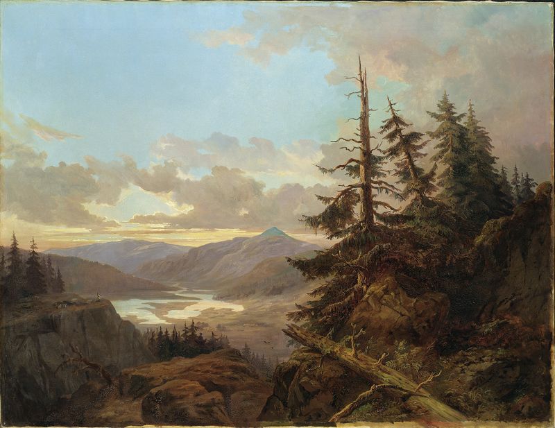 Norwegian Landscape in the Light of Early Morning by Charles XV of Sweden, oil painting