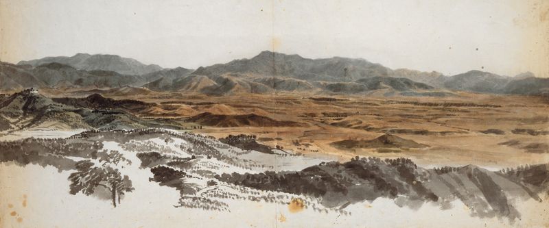 Landscape depicting rolling hills at dawn, oil painting by Jakob Christoph Miville