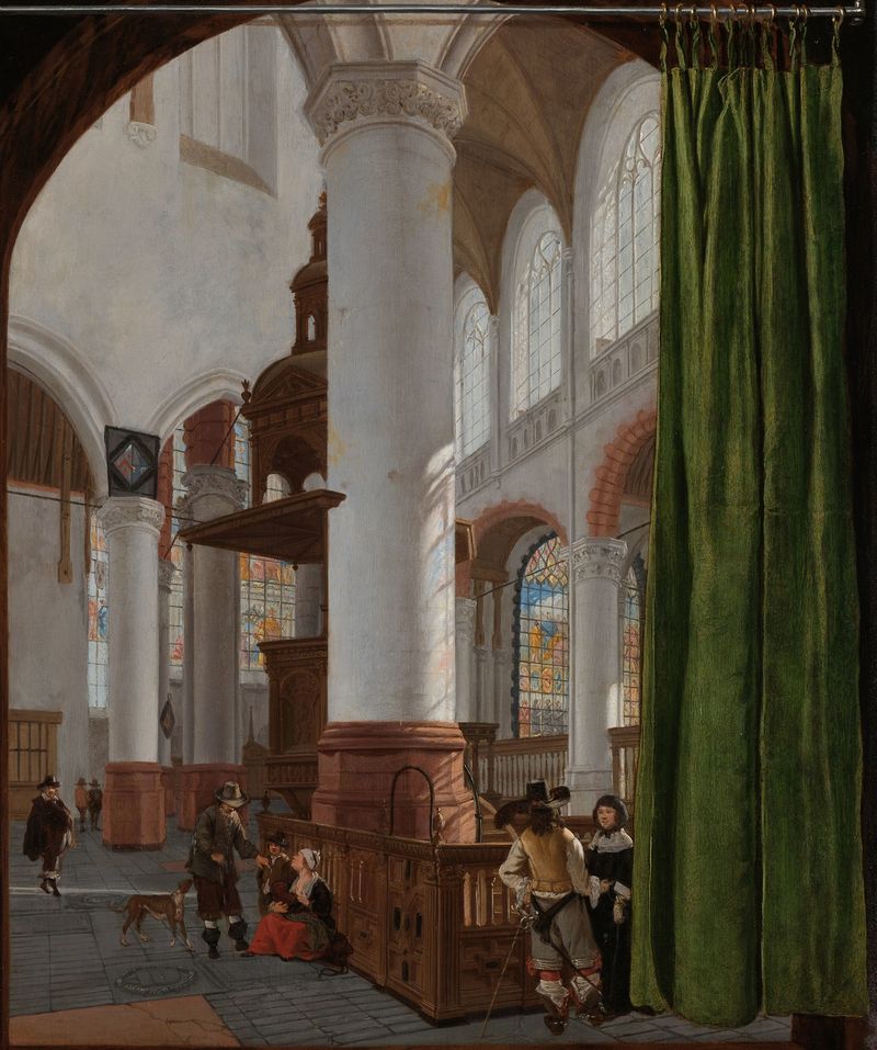 Interior of the Oude Kerk in Delft by Gerard Houckgeest, oil painting