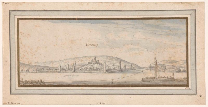 Paisagem de Bingen no rio Reno, gravura de Wenceslaus Hollar