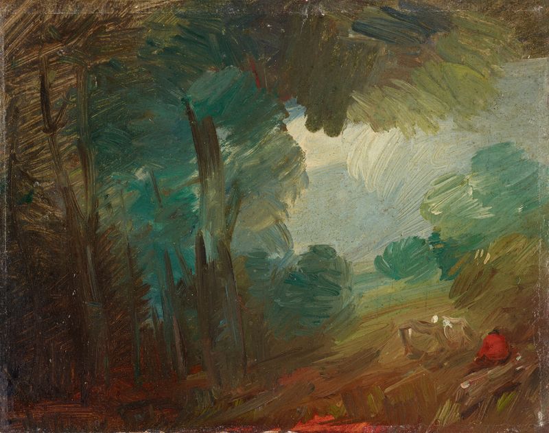 Pastoral landscape with farmers and cattle, oil painting by Wilhelm Busch