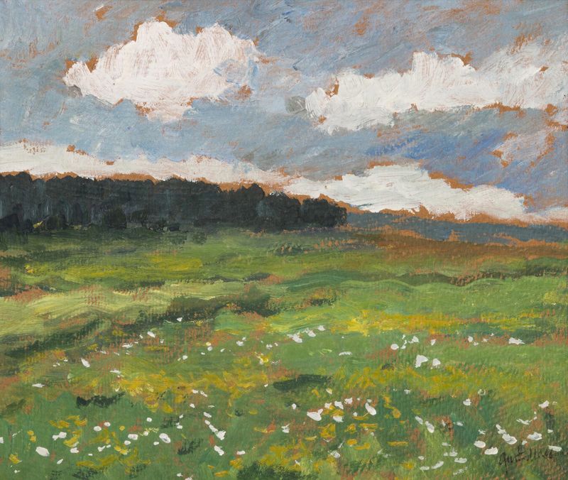 Study of a Landscape by Gustav Macoun, impressionism, depicting a serene horizon.