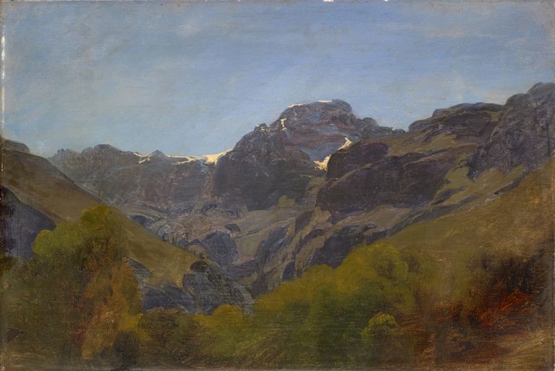 Mountain landscape with Rüchigrat and Bös Fulen by Johann Rudolf Koller, oil on canvas