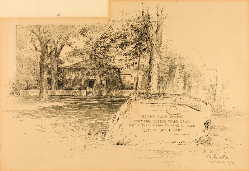 Lexington de Ernest Peixotto, óleo sobre tela, um cavalo em uma paisagem dourada