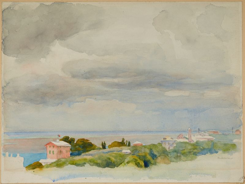Paisaje de la Riviera Italiana, óleo sobre lienzo de Józef Pankiewicz