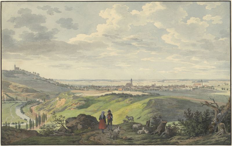 A Cidade de Arnberg no Oberpfalz, óleo sobre tela de Carl Heinzmann
